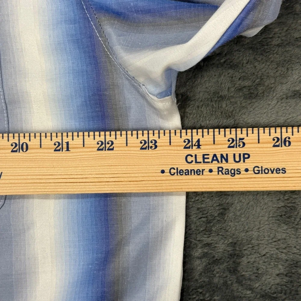 Dámante Button Front Shirt Mens Large Blue Ombre Stripe Long Sleeve‎ - Picture 4 of 8